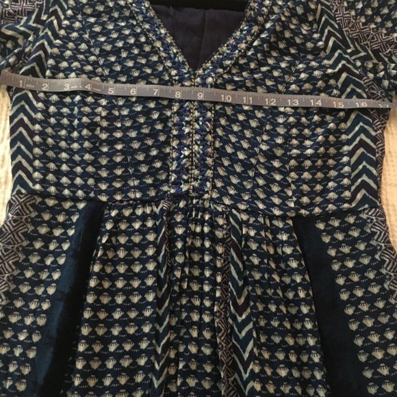 Anthropologie Akemi + Kin Rozalin Dress Blue Boho Embroidered Patterned M (?) - Picture 3 of 10